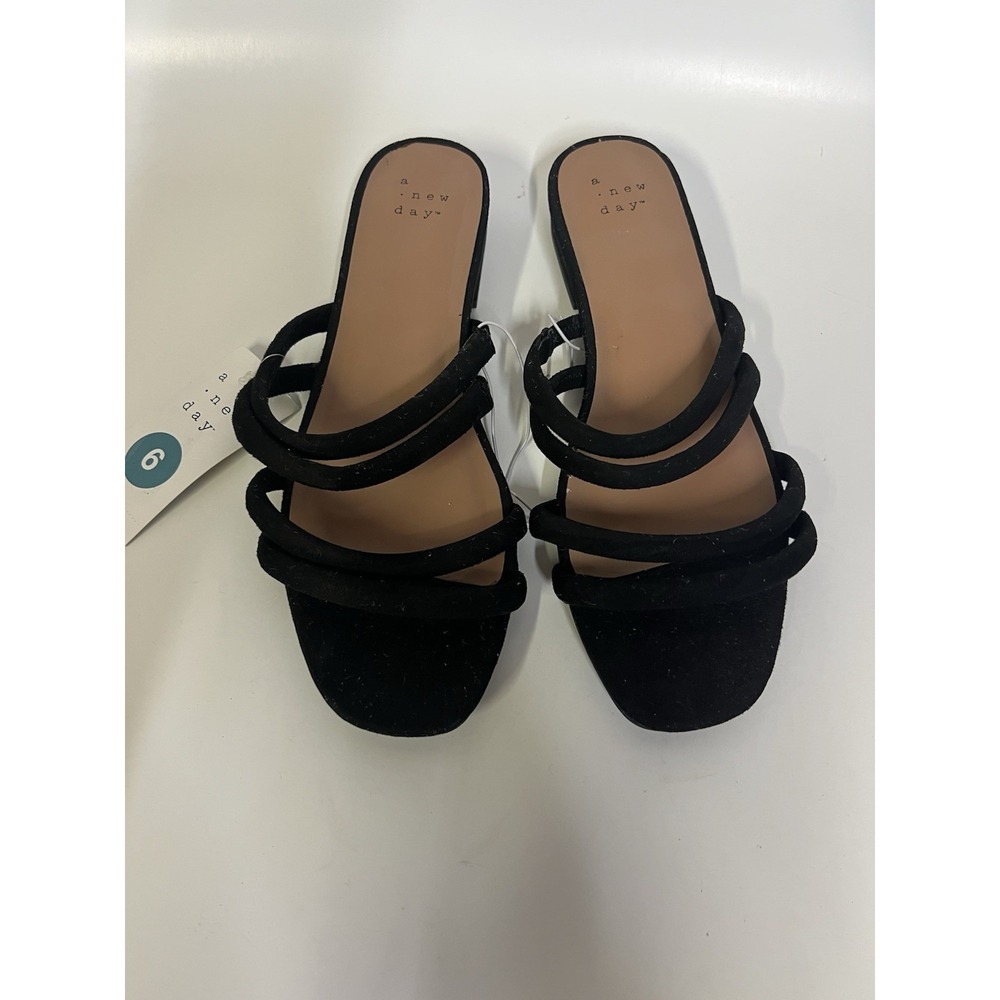 A New Day Black Strappy 1 Inch Heels Women's Size 6
